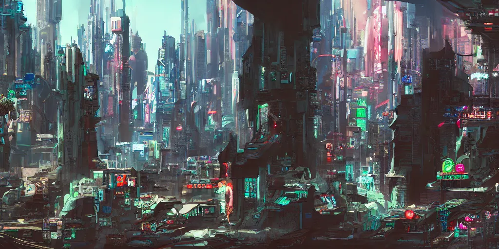 cyberpunk city, 4 k resolution, ultra wide angle