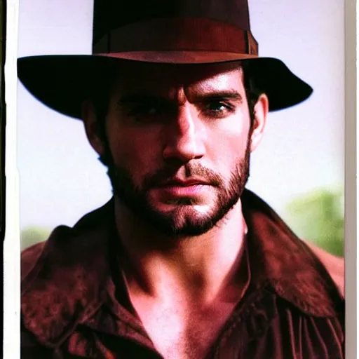 Prompt: Polaroid image of Henry Cavill as Indiana Jones