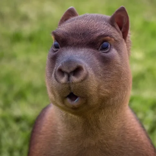 Prompt: happy capibara looking at the camera