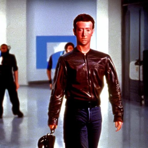 Prompt: Mark Zuckerberg as the T-1000 in The Terminator 2 (1991)