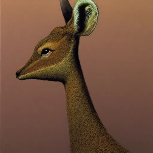 Image similar to portrait of a dik dik in spaceballs movie, artstation painted by Zdislav Beksinski and Wayne Barlowe