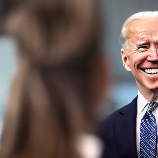 Prompt: joe biden smiling at the camera