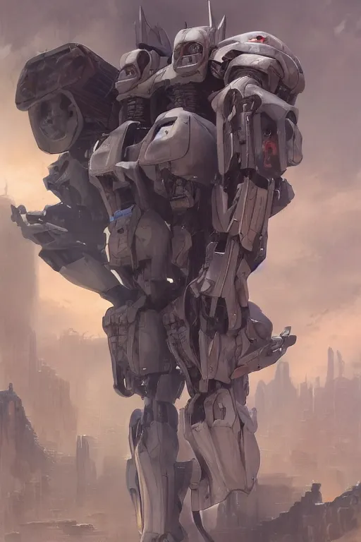 Image similar to Nicolas Cage as super Mecha anime robot, intricate, highly detailed, smooth, artstation, digital illustration by Ruan Jia and Mandy Jurgens and Artgerm and Wayne Barlowe and Greg Rutkowski and Zdislav Beksinski