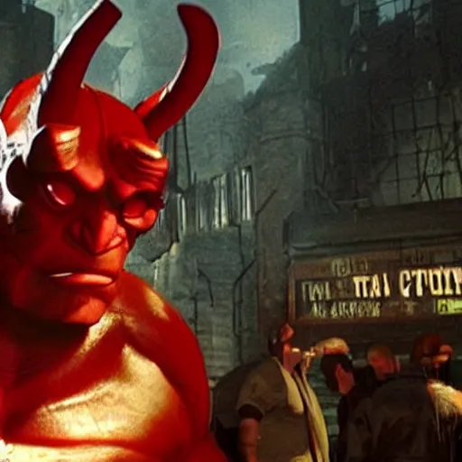 Prompt: a still from the movie hellboy crossover with the game rez