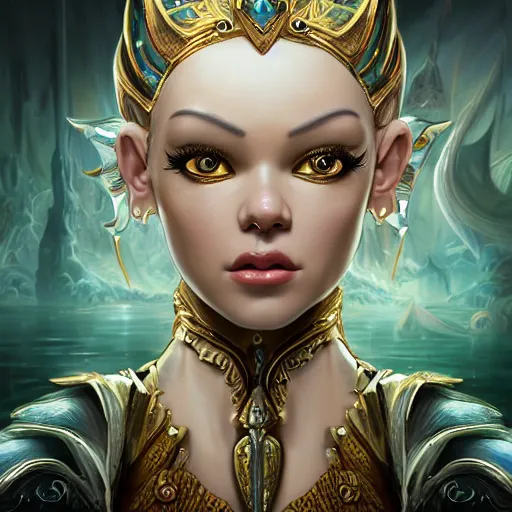 Image similar to old world masters portrait of a beautiful female hybrid atlantean anubis alien warrior elsa jean, regal, realistic, refined, detailed digital art, francois boucher, oil painting, michael cheval, esao andrews, steampunk, walt disney ( 1 9 3 7 ), highly detailed, cinematic lighting, unreal engine, 8 k, hd