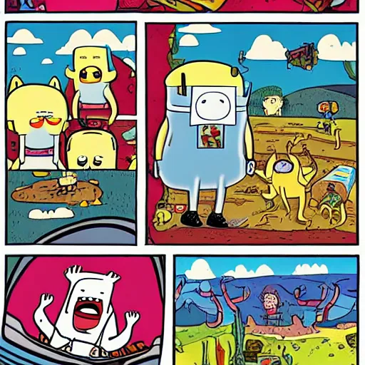 Image similar to adventure time in 1 9 7 0 in the style of r crumb and pendleton ward