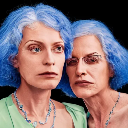 Image similar to stunning award winning hyperrealistic hdr 8 k highly detailed portrait photo of patty and selma as real humans