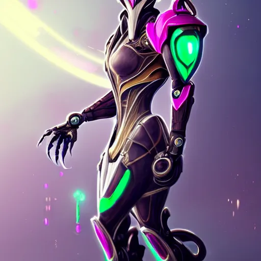 Image similar to highly detailed exquisite fanart, of a beautiful female warframe, but as an anthropomorphic robot dragon, sitting regally on a soft green sofa, with robot dragon head, shining reflective off-white plated armor, bright Fuchsia skin, full body shot, epic cinematic shot, realistic, professional digital art, high end digital art, DeviantArt, artstation, Furaffinity, 8k HD render, epic lighting, depth of field