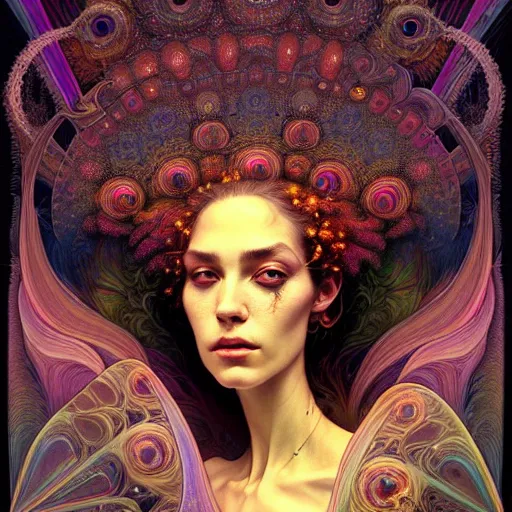 Image similar to An extremely psychedelic experience, surreal, dramatic lighting, magic mushrooms, psilocybin, LSD, face, detailed, intricate, elegant, highly detailed, digital painting, artstation, concept art, smooth, sharp focus, illustration, art by Krenz Cushart and Artem Demura and alphonse mucha