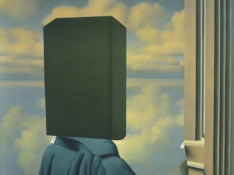 Image similar to persistance of memory, painting by rene magritte, high detail, high resolution