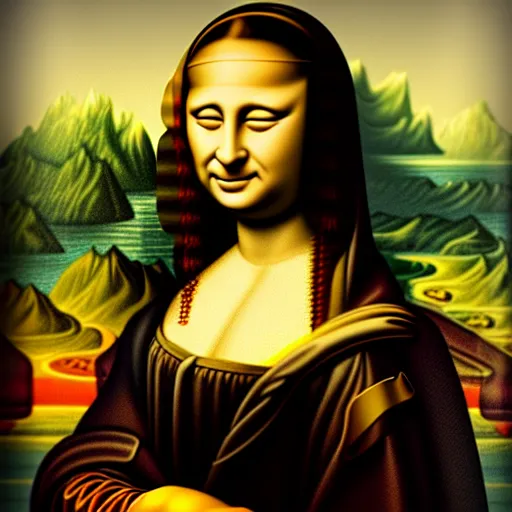 Image similar to Vladimir Putin as Mona Lisa