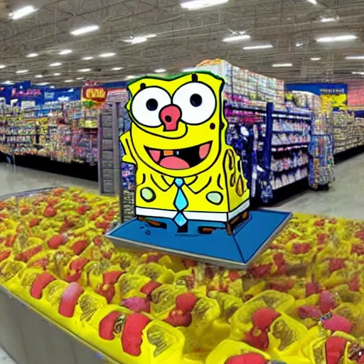 Image similar to spongebob shopping at walmart