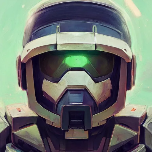 Image similar to portrait of master chief as a gundam pilot, with an intricate, detailed, urban inspired hiphop afro futuristic helmet, vector behance hd jesper ejsing, rhads, makoto shinkai, lois van baarle, ilya kuvshinov, rossdraws, hd, 3 2 k, ilya kuvshinov, gustav klimt