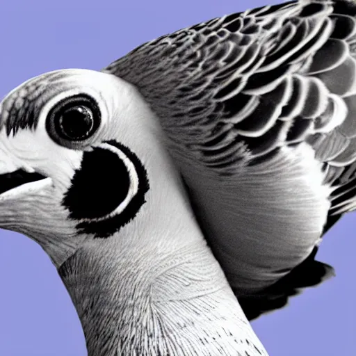 Image similar to jim carrey's head as the head of a carrier pigeon