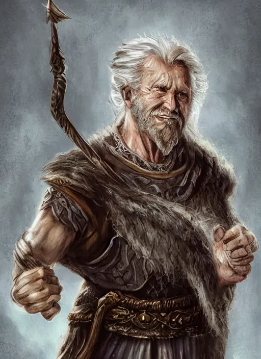 Image similar to warrior character portrait old male hobbi fantasy