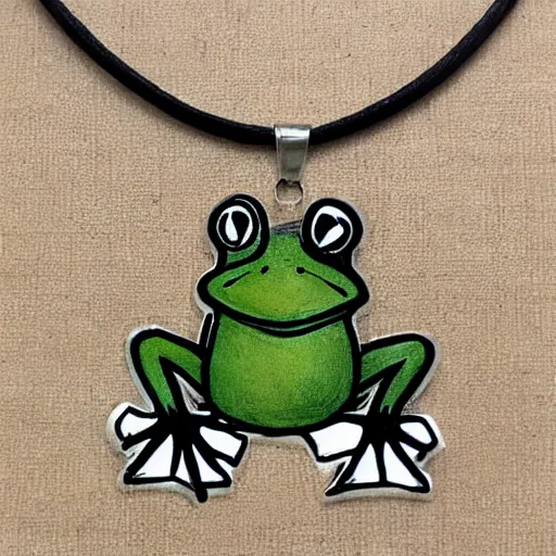 Image similar to a frog wearing a necklace