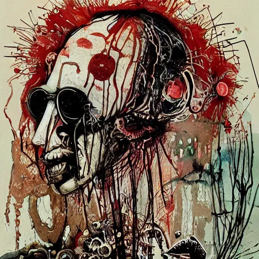 Prompt: Graphic Illustration, Creative Design, Human heart, Biopunk, Body horror, by Ralph Steadman, Francis Bacon, Hunter S Thompson