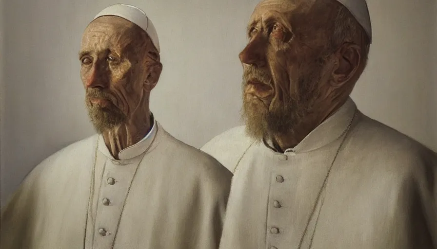 Image similar to painting by borremans, pope innocent x, detailed, stunning