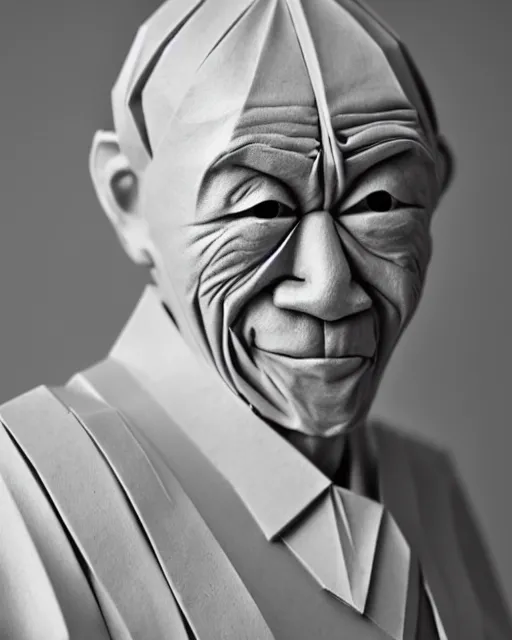 Image similar to an origami wrinkled old man by akira yoshizawa, realistic, very detailed, complex, intricate, studio lighting, bokeh, sigma 5 0 mm f 1. 4