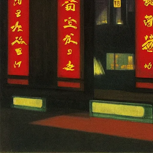 Image similar to Beijing, night, China, Edward Hopper