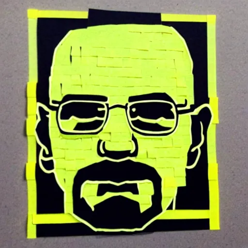 Image similar to walter white, made with sticky notes