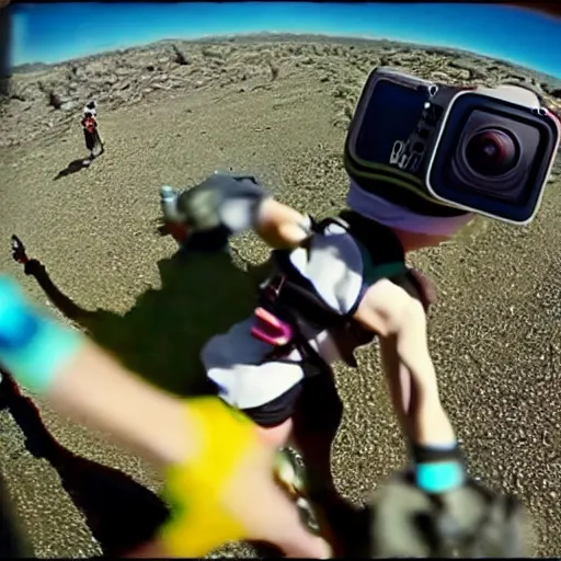 Prompt: GoPro footage of an alien running a marathon