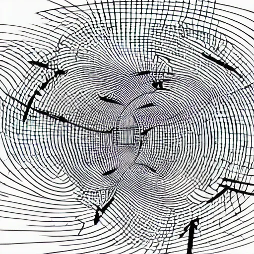 Prompt: 3d black and white line art illustration of a complex question mark symbol by mc Escher H 768