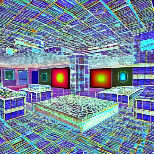 Image similar to virtual art museum in a 9 0 s video game!, net art!!, ps 2 graphics, 3 d computer rendering, liminal space!, hd, intricate, detailed