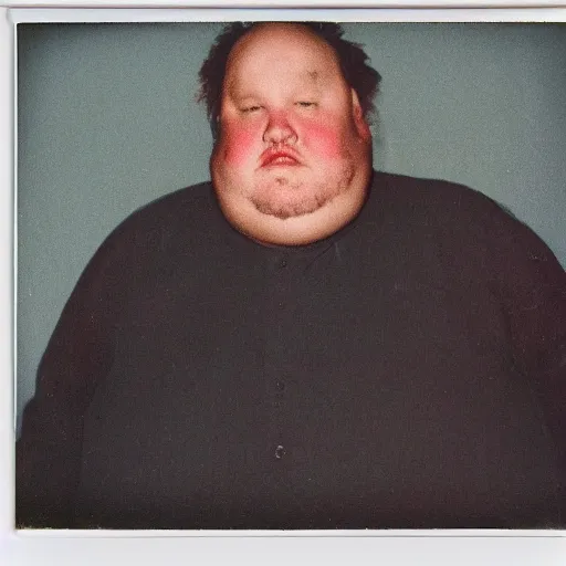 Image similar to color polaroid portrait of a fat man by andy warhol.