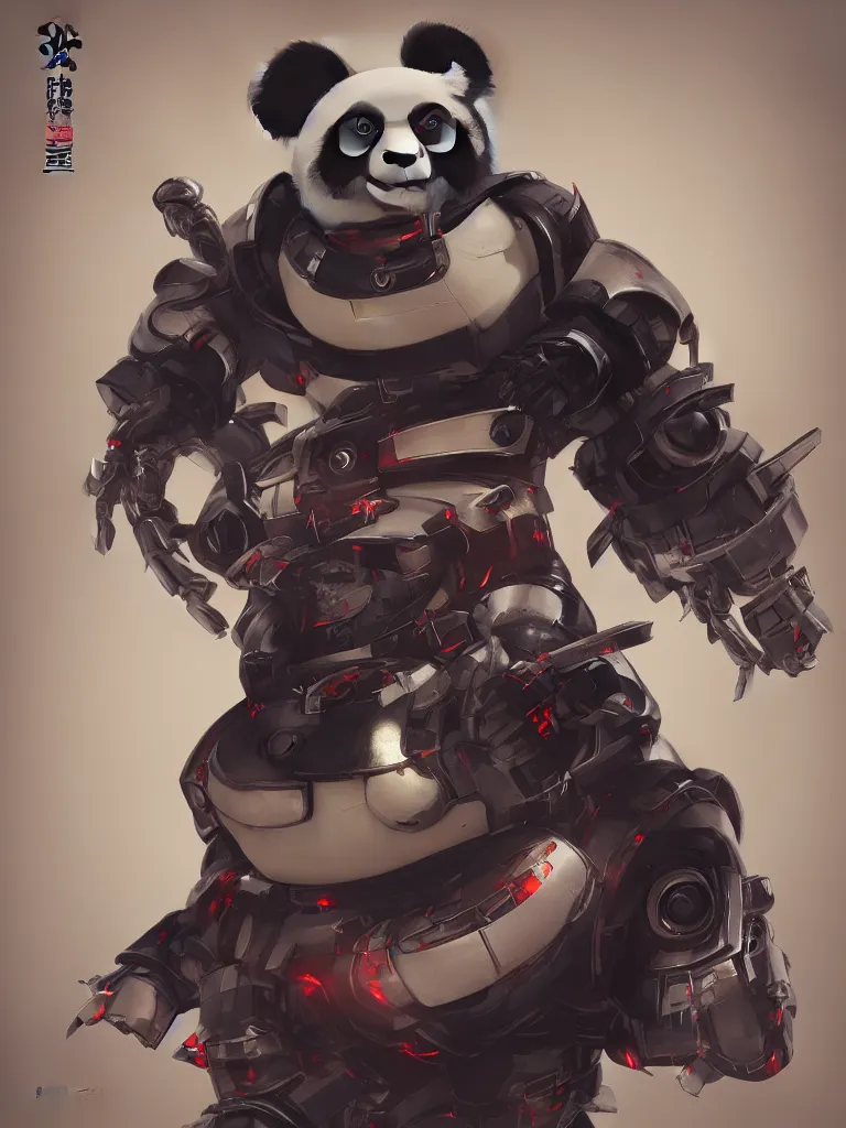 Image similar to “A portrait of a panda robot dressed as a samurai, anime, trending on artstation, octane render, cgsociety, 4K, 8K”