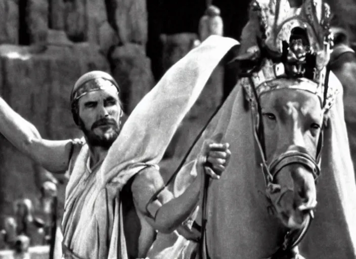 Image similar to film still of Christian Bale as Judah Ben-Hur in Ben Hur 1959