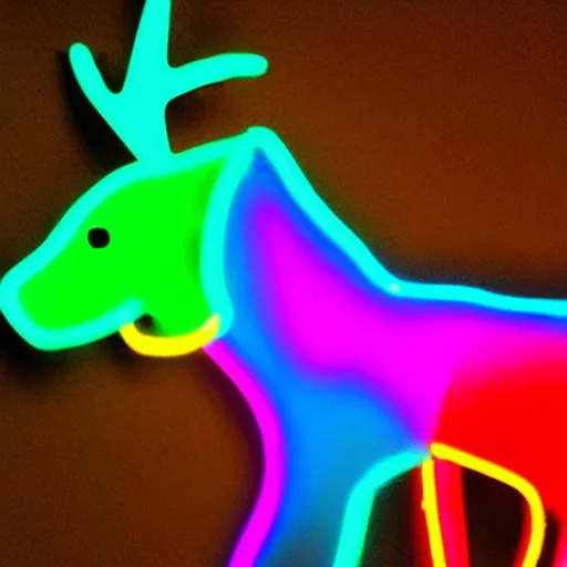 Image similar to Reindeer made out of shadows, neon, rainbow, fursona, furry,