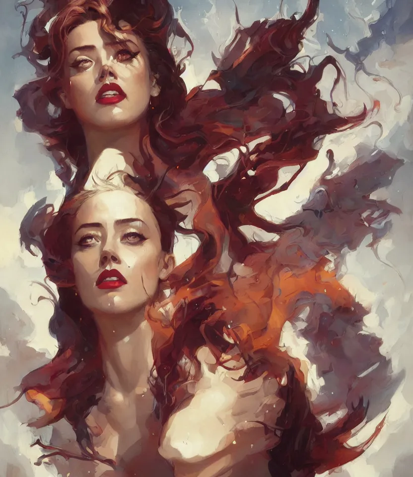 Image similar to amber heard portrait by peter mohrbacher, wadim kashin, greg rutkowski, larry elmore, george pemba, ernie barnes, raymond swanland, magali villeneuve, trending on artstation