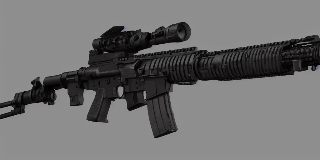 Image similar to m4 carbine, black, scifi, studio lighting, chromatic aberration, concept design art