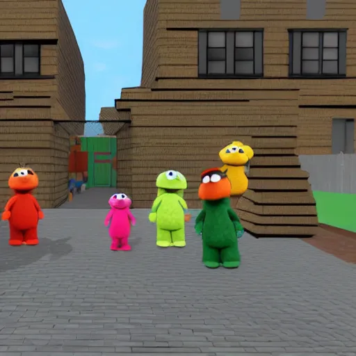 Prompt: gmod darkrp sesame street screenshot