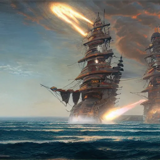 Image similar to Aztec Battlecruiser, detailed, centered, digital painting, artstation, concept art, donato giancola, Joseph Christian Leyendecker, WLOP, Boris Vallejo, Breathtaking, 8k resolution, extremely detailed, beautiful, establishing shot, artistic, hyperrealistic, beautiful face, octane render, cinematic lighting, dramatic lighting, masterpiece