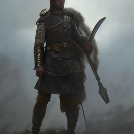 Image similar to a dramatic epic ethereal portrait of a Roman Wars soldier, full body with dynamic pose, male, detailed face, cinematic lighting, highly detailed oil on canvas painting by Greg Rutkowski, winning-award digital art trending on Artstation H 1024 W 832