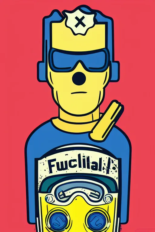 Image similar to fallout 7 6 retro futurist illustration art by butcher billy, sticker, colorful, illustration, highly detailed, simple, smooth and clean vector curves, no jagged lines, vector art, smooth andy warhol style