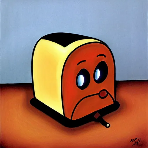 Prompt: hyper realistic, portrait, the brave little toaster