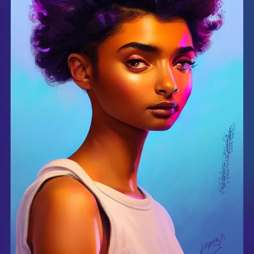 Prompt: electric yara shahidi, cute - fine - face, pretty face, oil slick hair, realistic shaded perfect face, extremely fine details, realistic shaded lighting, dynamic background, poster by by ilya kuvshinov katsuhiro otomo, magali villeneuve, artgerm, jeremy lipkin and michael garmash and rob rey