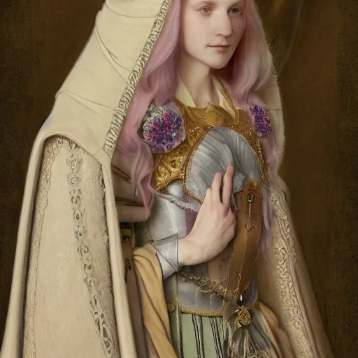 Image similar to a highly detailed portrait of a medieval icelandic princess, beautiful detail and color, art by john collier and albert aublet and krenz cushart and artem demura and alphonse mucha, volumetric lighting, octane render, 4 k resolution, matte, sharp focus, illustration, art by jacque - louis david, baroque style