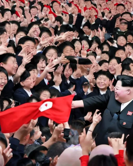 Prompt: Excited Fans at a Kim Jong-Un Meet and Greet, realistic, 4k, 8k