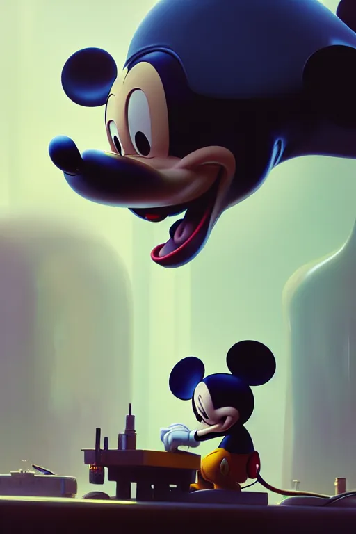 mechanics working on mickey mouse head, greg | Stable Diffusion | OpenArt