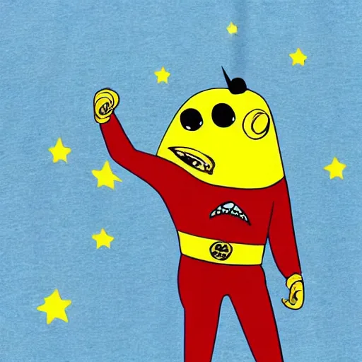 Prompt: banana monster!!!, Punching Star Trek Officer in Red