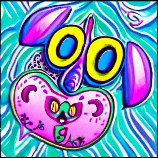 Image similar to poked bot from poked studio uk, bot art by lisa frank