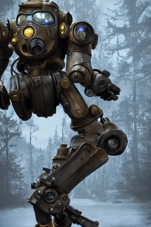 Image similar to fallout 7 6 power armor, hyper realistic, design by mark ryden and pixar and hayao miyazaki, unreal 5, daz, hyperrealistic, octane render, cosplay, rpg portrait, dynamic lighting, intricate, that looks like it is from borderlands and by feng zhu and loish and laurie greasley, victo ngai, andreas rocha, john harris