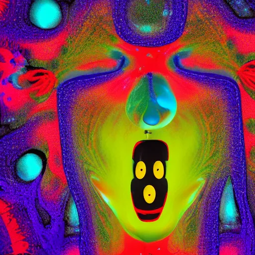 Image similar to panic attack: I took the wrong pill at work, scary, psychedelic, colorful, 8k