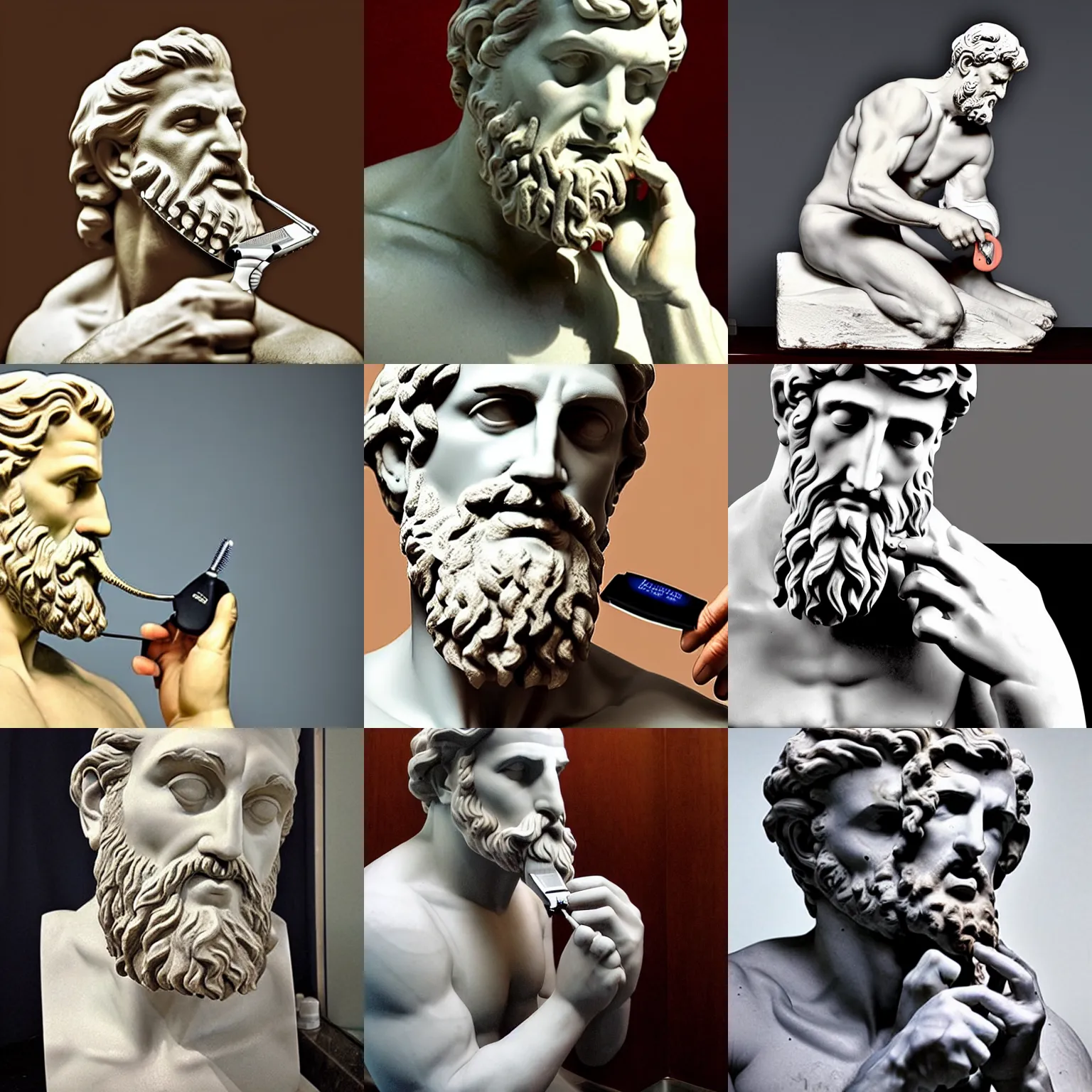 Classic Greek Statue of John Hamm trimming his beard | Stable Diffusion