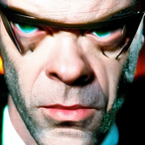 Prompt: close - up of hugo weaving as agent smith in the matrix, movie still frame, promotional image, imax 7 0 mm footage