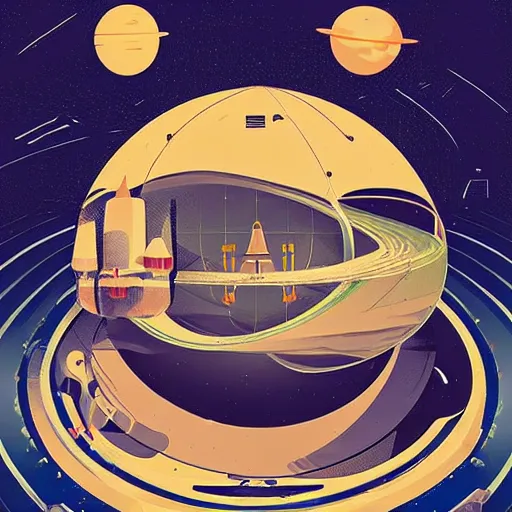 Image similar to retrofuturistic illustrations of space travel by mehmet reha tugcu from behance